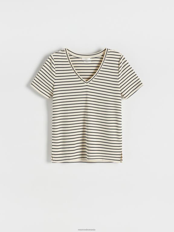 multicolor Reserved femei îmbrăcăminte tricou cu combinație modal cu potrivire normală 648HZ402