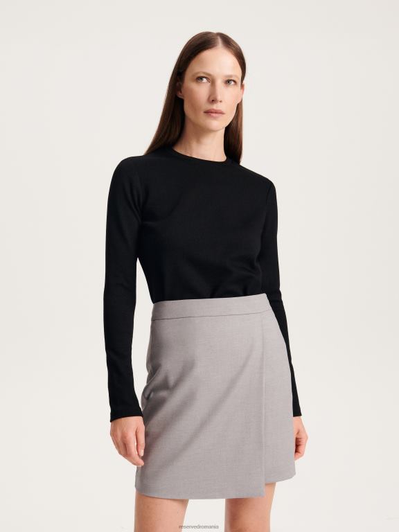 negru Reserved femei îmbrăcăminte tricou cu mânecă lungă bogat în viscoză 648HZ407