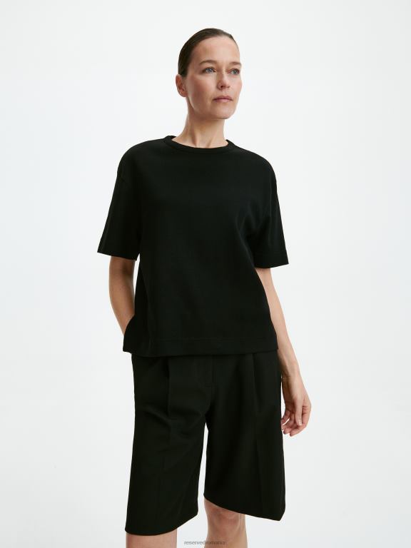 negru Reserved femei îmbrăcăminte tricou din bumbac cu ajustare normală 648HZ477