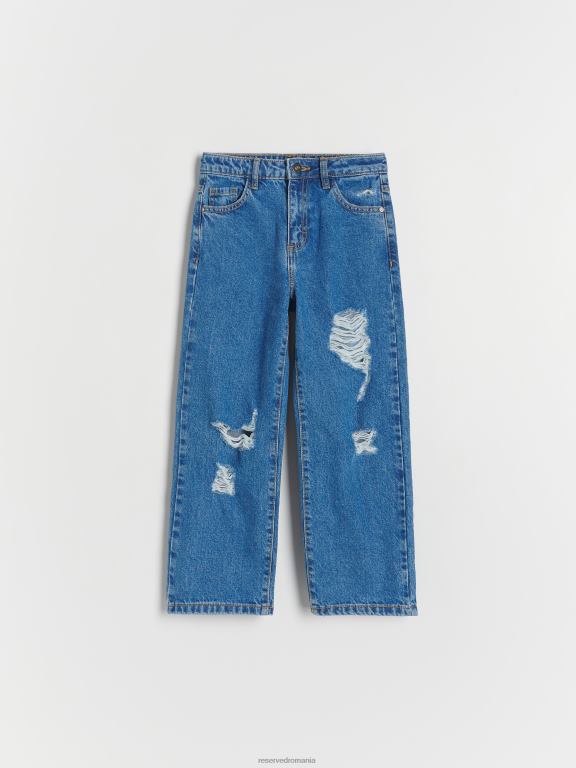 albastru Reserved fetelor îmbrăcăminte blugi drepți stricat 648HZ1863