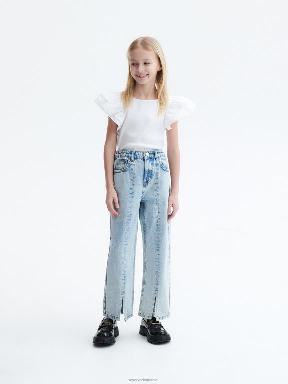 albastru Reserved fetelor îmbrăcăminte blugi drepti rupti 648HZ1743