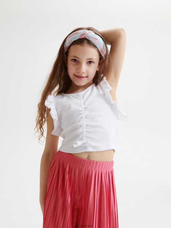 alb Reserved fetelor îmbrăcăminte bluză adunată 648HZ1997