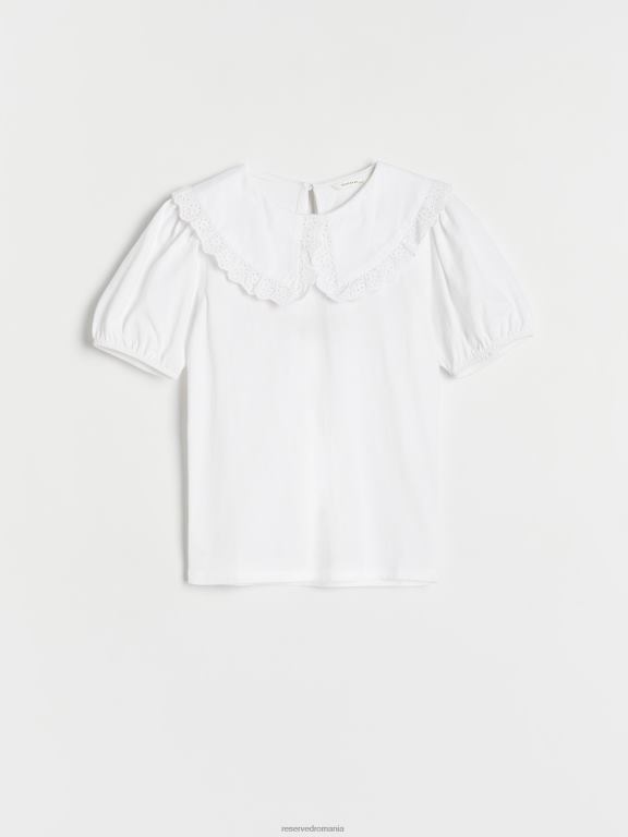 cremă Reserved fetelor îmbrăcăminte bluza cu guler 648HZ1829