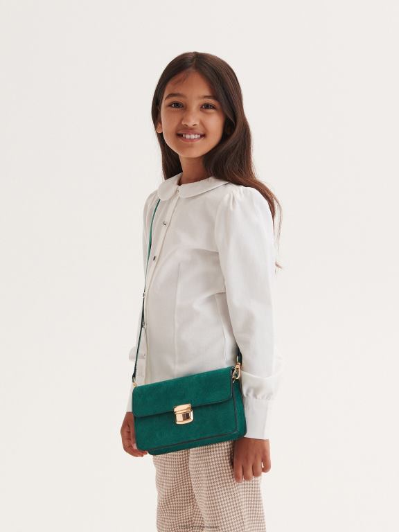 cremă Reserved fetelor îmbrăcăminte cămașă din bumbac cu guler 648HZ1749