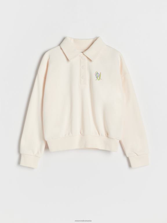 cremă Reserved fetelor îmbrăcăminte hanorac polo 648HZ1876