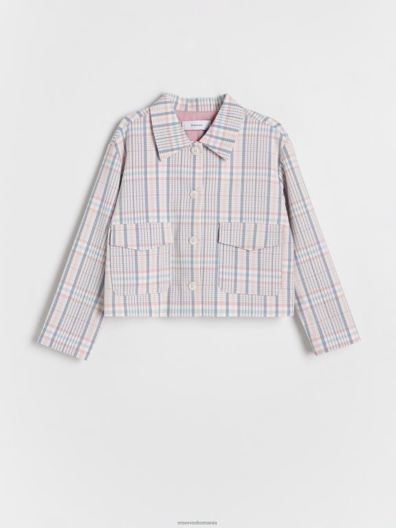 coral Reserved fetelor îmbrăcăminte blazer decupat cu carouri 648HZ1955