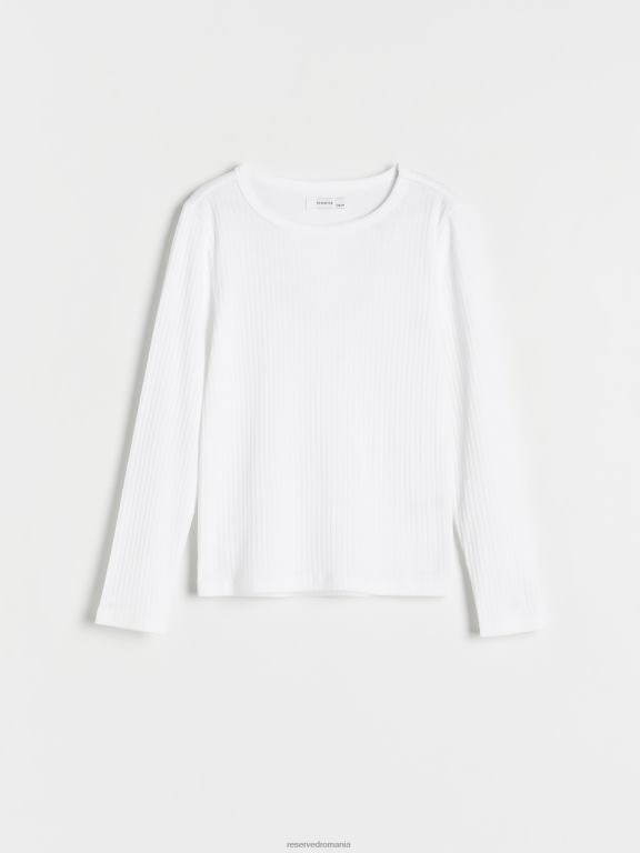 alb Reserved fetelor îmbrăcăminte tricou cu mânecă lungă din tricot în coastă 648HZ1878