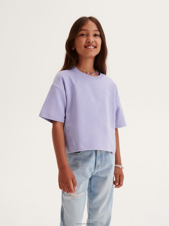 albastru deschis Reserved fetelor îmbrăcăminte tricou din bumbac 648HZ1880