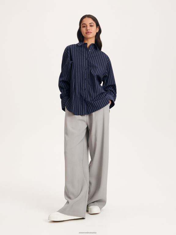 indigo Reserved femei îmbrăcăminte cămașă din bumbac cu dungi 648HZ40