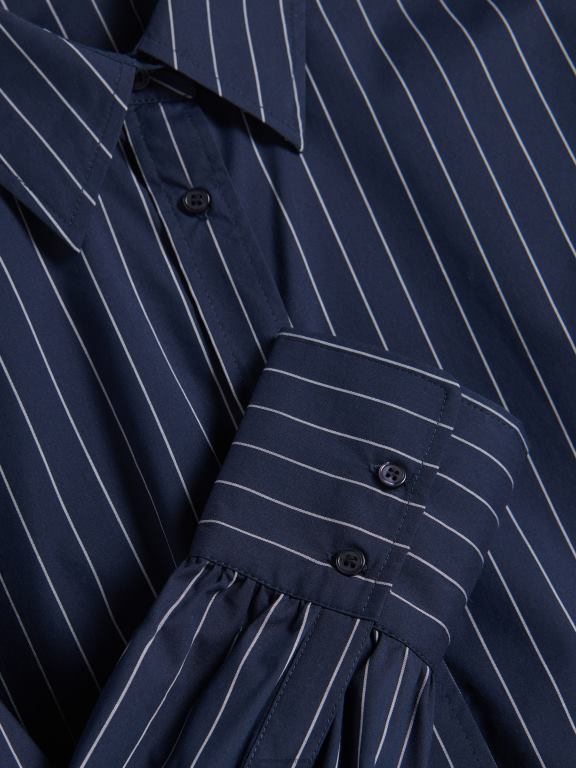 indigo Reserved femei îmbrăcăminte cămașă din bumbac cu dungi 648HZ40