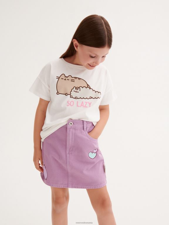 lavandă Reserved fetelor îmbrăcăminte fusta pusheen cu imprimeuri 648HZ1857
