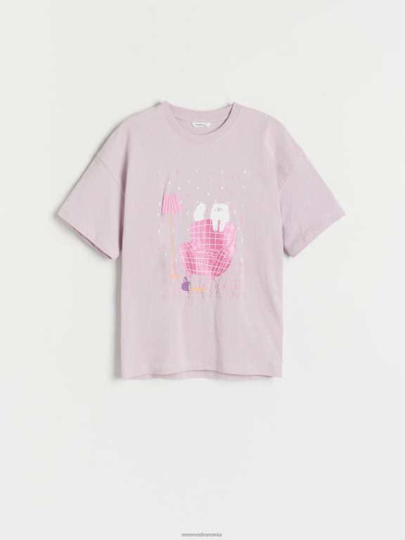 lavandă Reserved fetelor îmbrăcăminte tricou cu imprimeu 648HZ1821