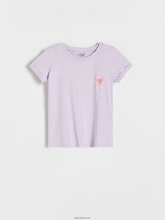 lavandă Reserved fetelor îmbrăcăminte tricou din bumbac cu imprimeu 648HZ1877