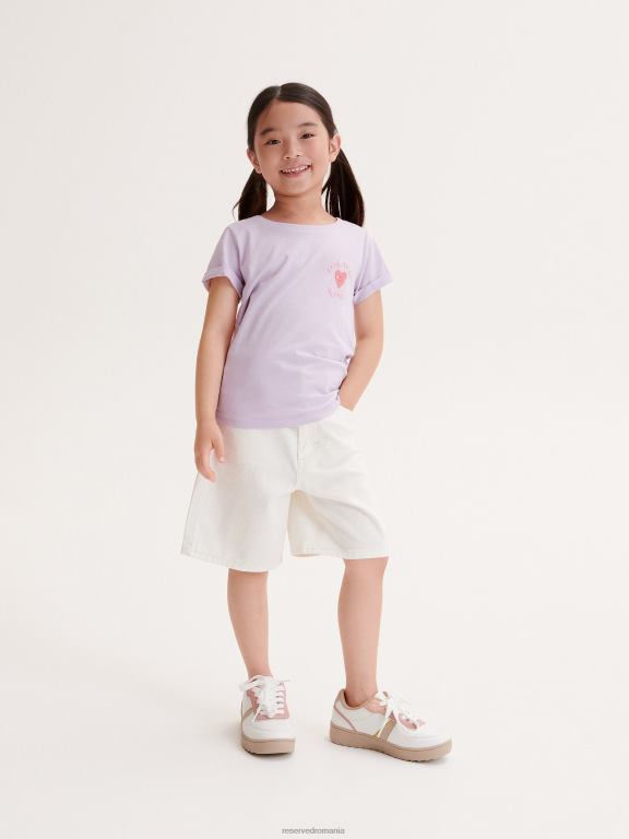 lavandă Reserved fetelor îmbrăcăminte tricou din bumbac cu imprimeu 648HZ1877