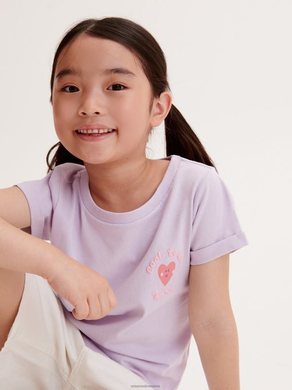 lavandă Reserved fetelor îmbrăcăminte tricou din bumbac cu imprimeu 648HZ1877