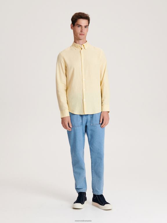 lumină galbenă Reserved bărbați îmbrăcăminte cămașă slim fit 648HZ1368