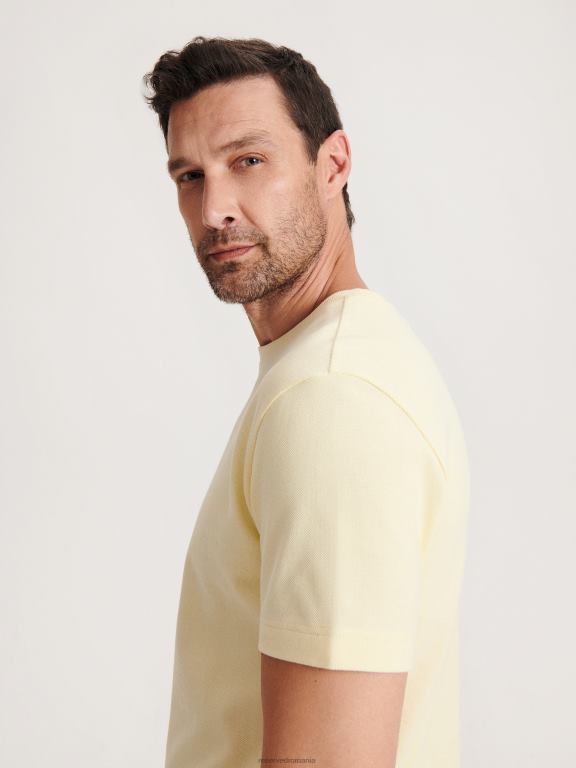 lumină galbenă Reserved bărbați îmbrăcăminte stil de modă tricou cu potrivire obișnuită 648HZ1264