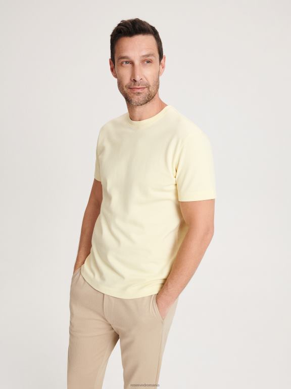 lumină galbenă Reserved bărbați îmbrăcăminte stil de modă tricou cu potrivire obișnuită 648HZ1264