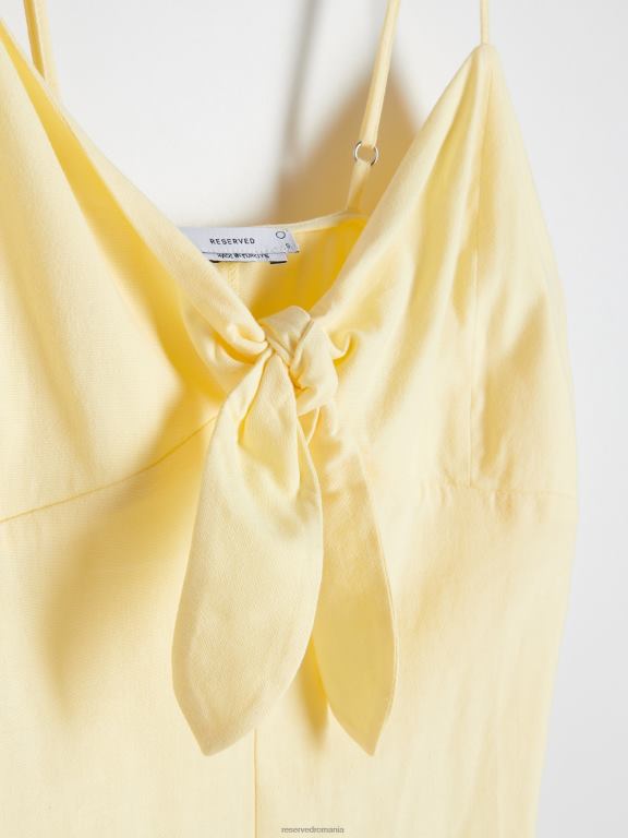 lumină galbenă Reserved femei îmbrăcăminte rochie midi cu cravată în talie 648HZ230