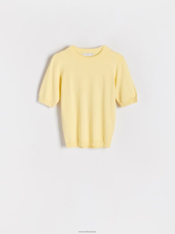 lumină galbenă Reserved femei îmbrăcăminte top bogat în viscoză 648HZ308