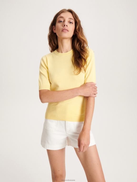 lumină galbenă Reserved femei îmbrăcăminte top bogat în viscoză 648HZ308