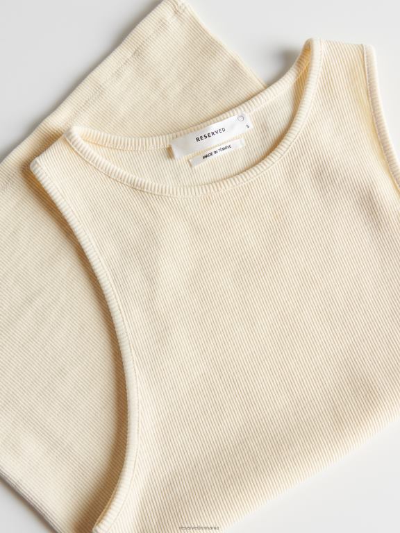 lumină galbenă Reserved femei îmbrăcăminte top din jerseu din tricot în coastă 648HZ490