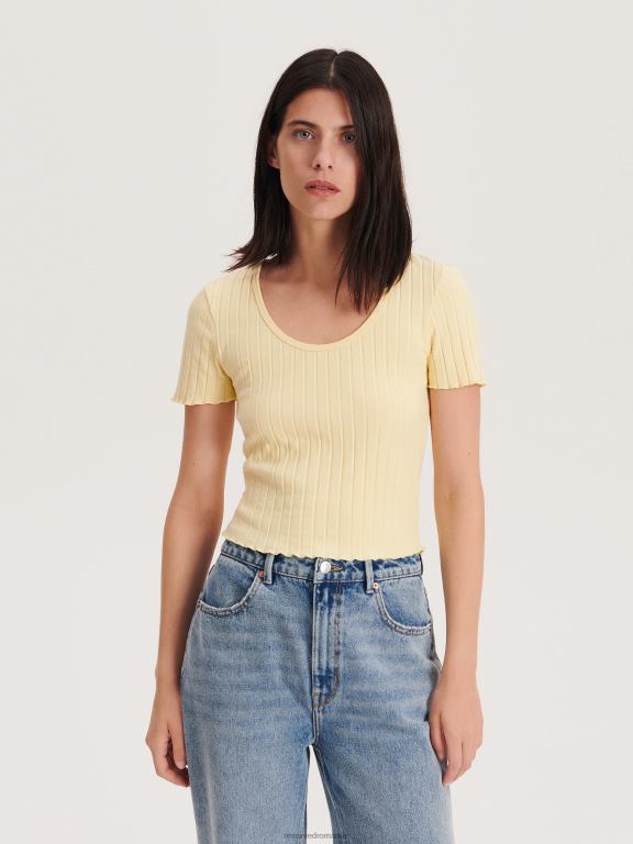 lumină galbenă Reserved femei îmbrăcăminte tricou slim fit 648HZ440