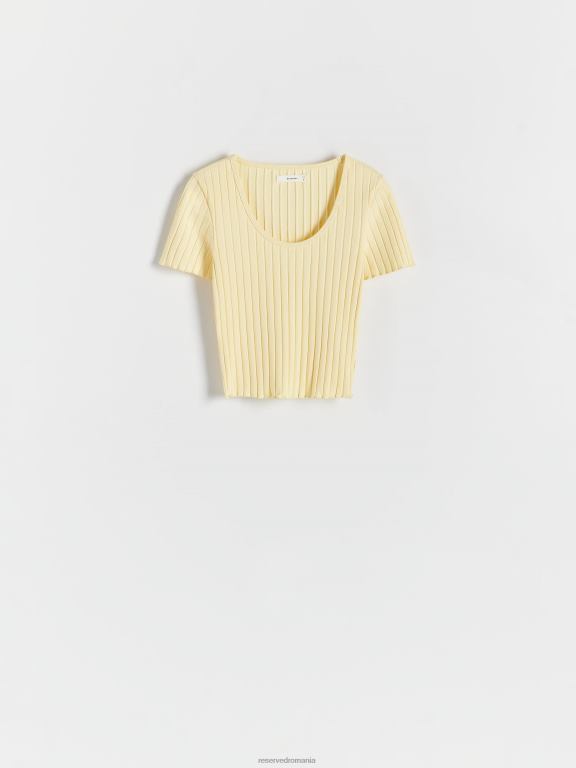 lumină galbenă Reserved femei îmbrăcăminte tricou slim fit 648HZ440