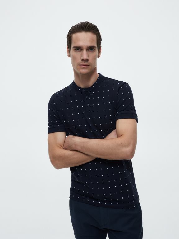 marina Reserved bărbați îmbrăcăminte Tricou polo slim fit cu guler ridicat 648HZ1331