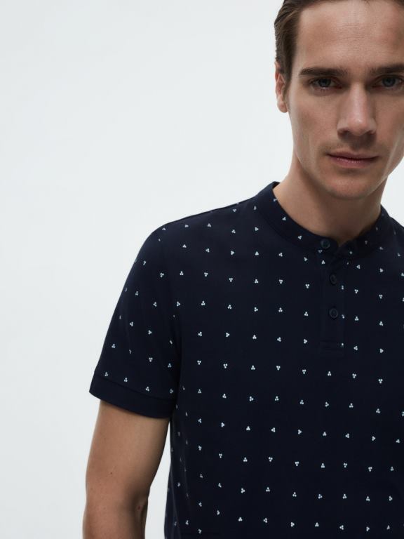 marina Reserved bărbați îmbrăcăminte Tricou polo slim fit cu guler ridicat 648HZ1331