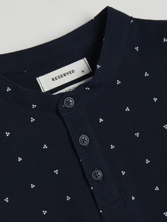 marina Reserved bărbați îmbrăcăminte Tricou polo slim fit cu guler ridicat 648HZ1331