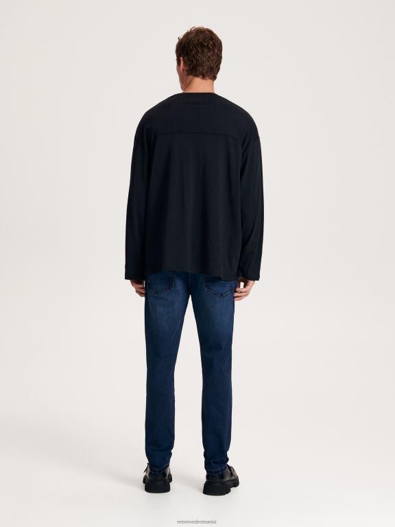 marina Reserved bărbați îmbrăcăminte blugi subțiri cu efect de spălare 648HZ1555