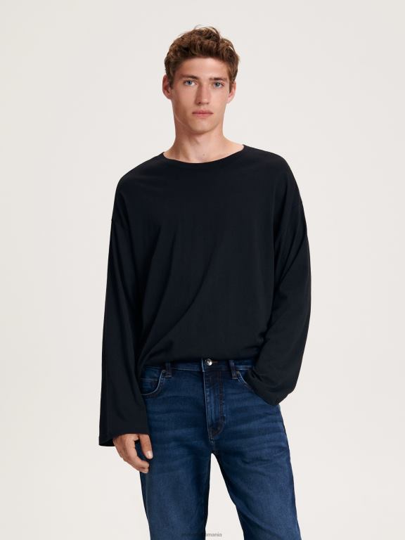 marina Reserved bărbați îmbrăcăminte blugi subțiri cu efect de spălare 648HZ1555