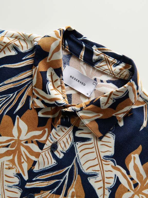 marina Reserved bărbați îmbrăcăminte cămașă din viscoză cu potrivire normală 648HZ1403