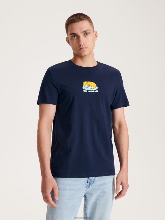 marina Reserved bărbați îmbrăcăminte tricou confortabil cu imprimeu regulat 648HZ1192