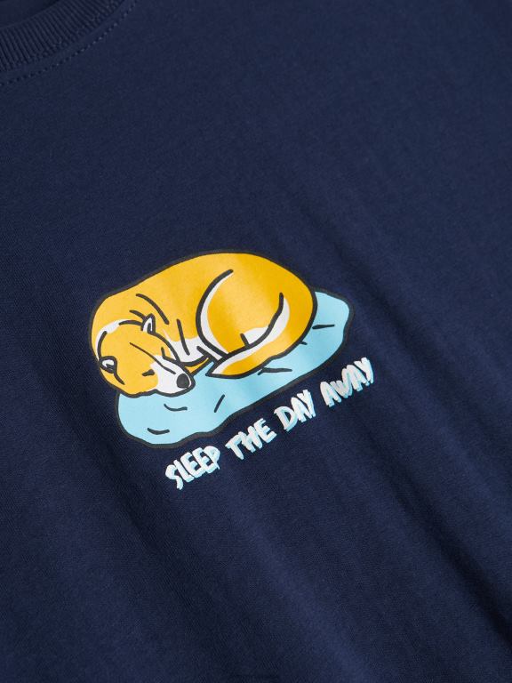 marina Reserved bărbați îmbrăcăminte tricou confortabil cu imprimeu regulat 648HZ1192