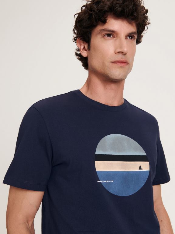 marina Reserved bărbați îmbrăcăminte tricou nou regular cu imprimeu 648HZ1251