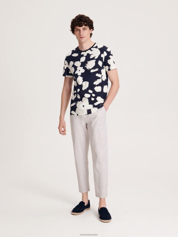 marina Reserved bărbați îmbrăcăminte tricou regulat cu imprimeu 648HZ1320
