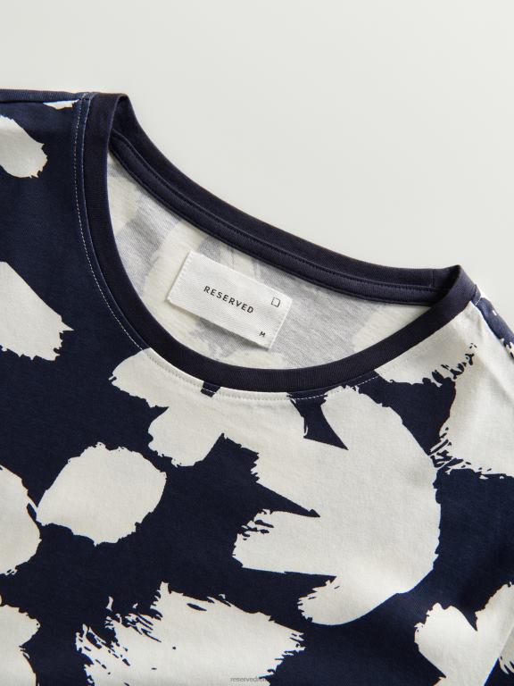 marina Reserved bărbați îmbrăcăminte tricou regulat cu imprimeu 648HZ1320