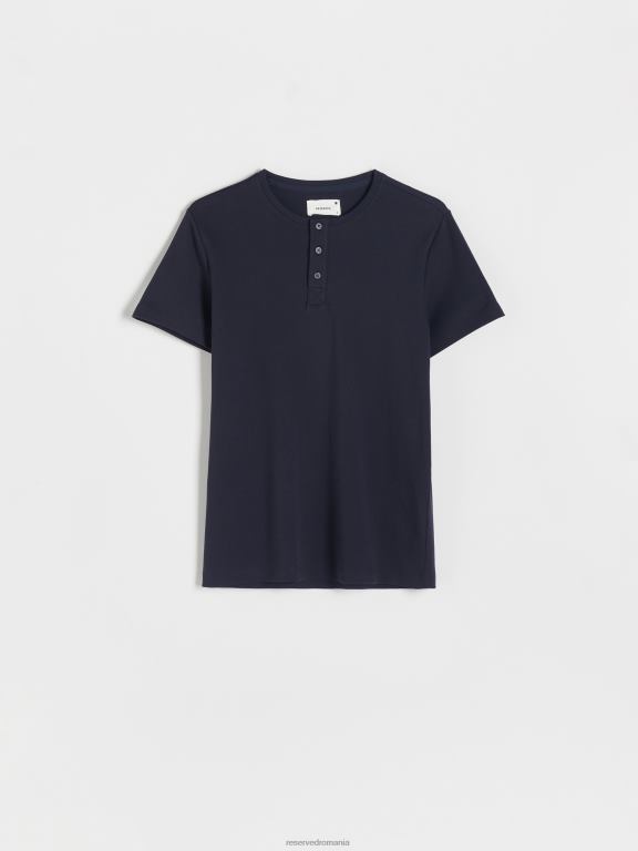 marina Reserved bărbați îmbrăcăminte tricou slim fit cu gât cu nasturi 648HZ1205