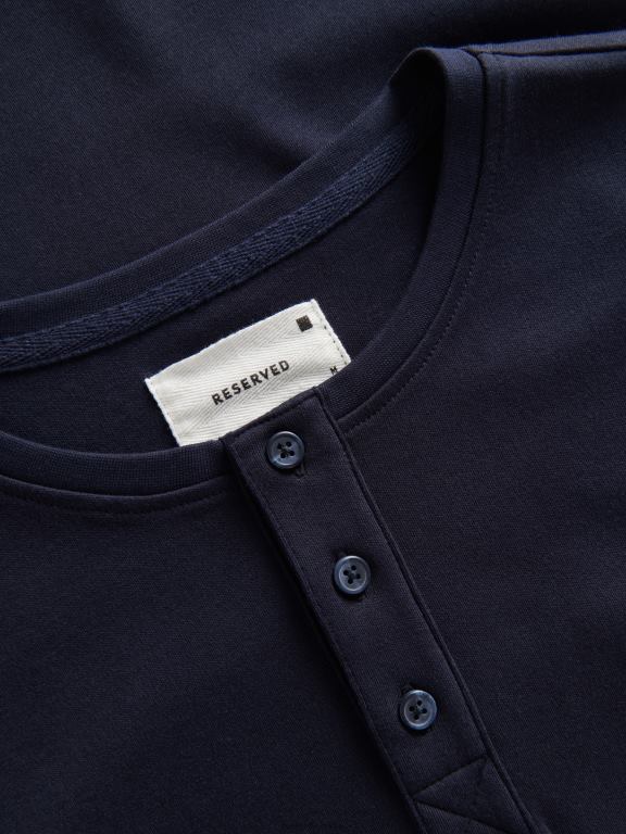 marina Reserved bărbați îmbrăcăminte tricou slim fit cu gât cu nasturi 648HZ1205