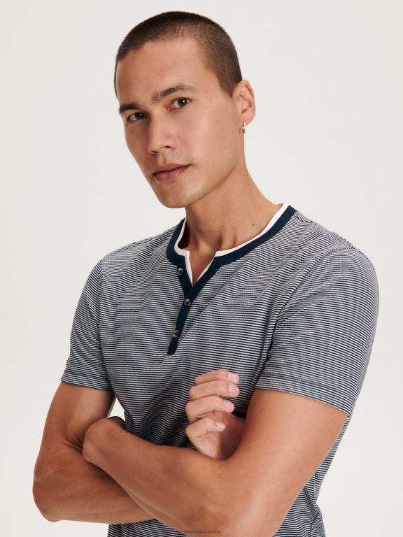 marina Reserved bărbați îmbrăcăminte tricou slim fit cu gât cu nasturi 648HZ1234