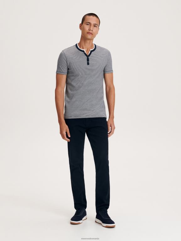 marina Reserved bărbați îmbrăcăminte tricou slim fit cu gât cu nasturi 648HZ1234