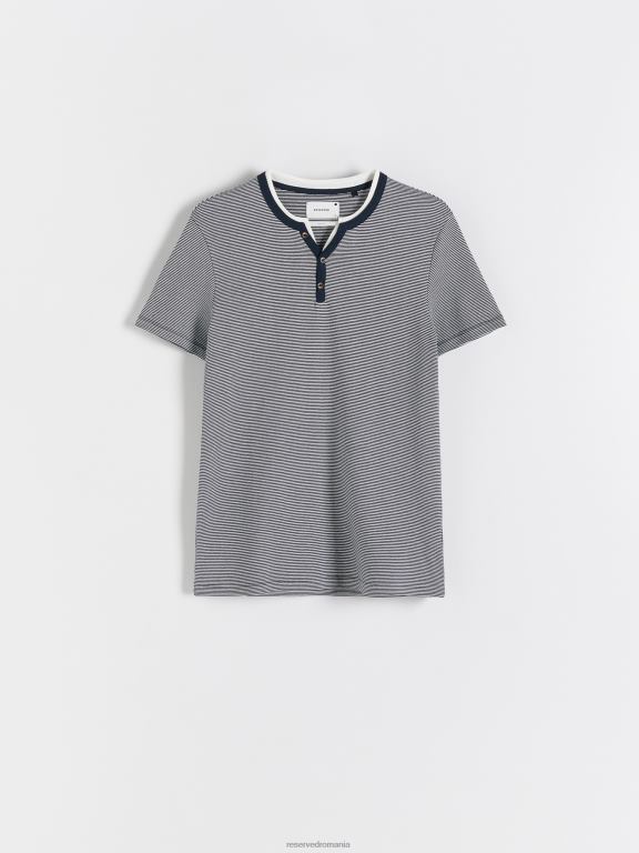 marina Reserved bărbați îmbrăcăminte tricou slim fit cu gât cu nasturi 648HZ1234