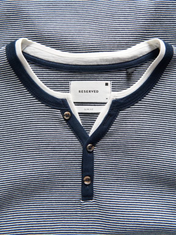 marina Reserved bărbați îmbrăcăminte tricou slim fit cu gât cu nasturi 648HZ1234