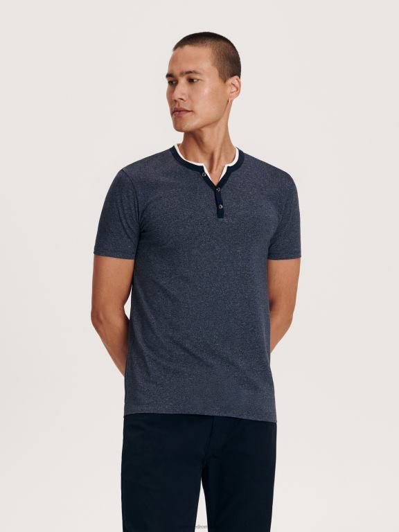 marina Reserved bărbați îmbrăcăminte tricou slim fit cu gât cu nasturi 648HZ1235