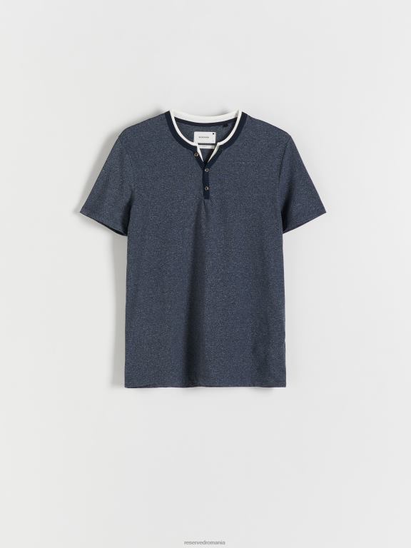 marina Reserved bărbați îmbrăcăminte tricou slim fit cu gât cu nasturi 648HZ1235