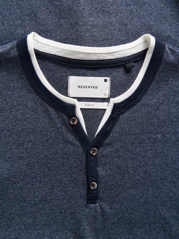 marina Reserved bărbați îmbrăcăminte tricou slim fit cu gât cu nasturi 648HZ1235