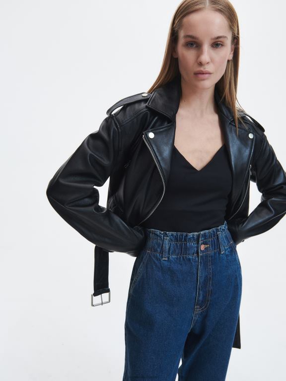 marina Reserved femei îmbrăcăminte blugi paperbag 648HZ799