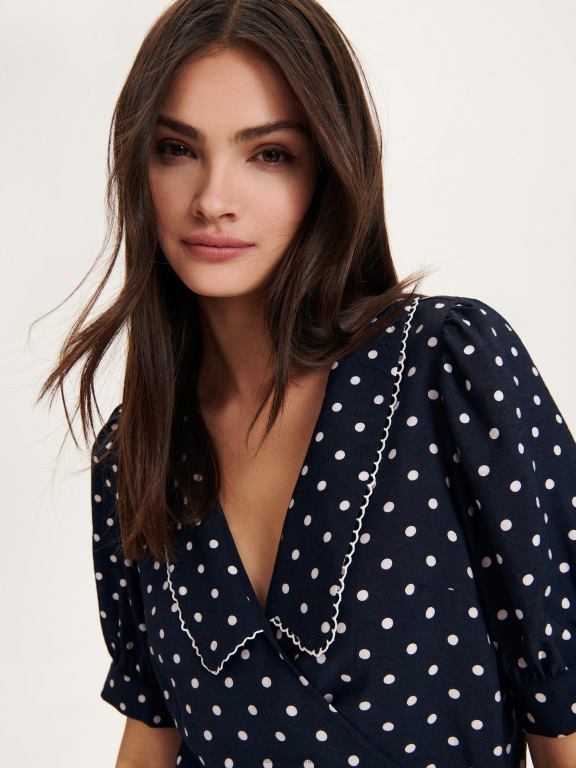 marina Reserved femei îmbrăcăminte bluză înfășurată în față cu detaliu cravată 648HZ343